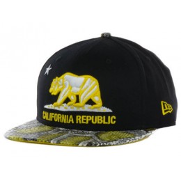 Califomia Republic Black Snapback Hat GF 1
