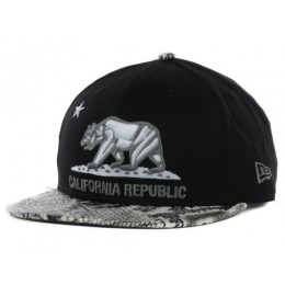 Califomia Republic Black Snapback Hat GF 3