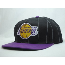 Los Angeles Lakers Stripe Black Snapback Hat SF