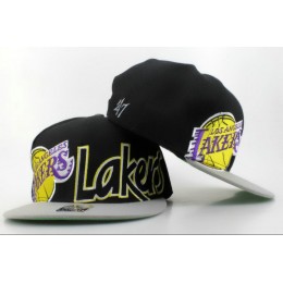 Los Angeles Lakers Black Snapback Hat QH 0606