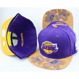 Los Angeles Lakers Flower Bill Snapback Hat JT08
