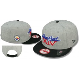 Super Bowl XIV Pittsburgh Steelers Grey Snapbacks Hat LS